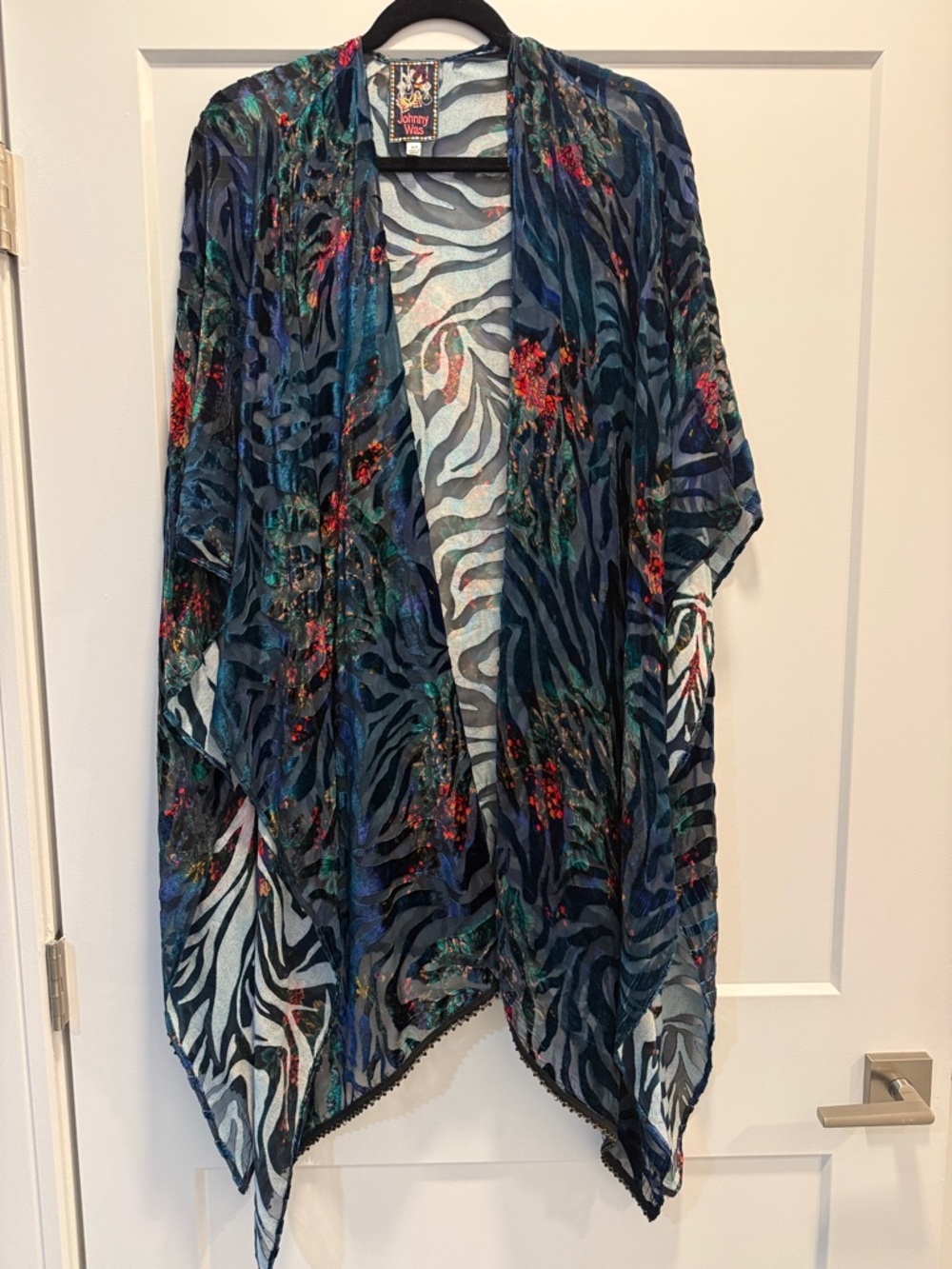 Johnny Was Sheer Multicolor Animal Print Shawl